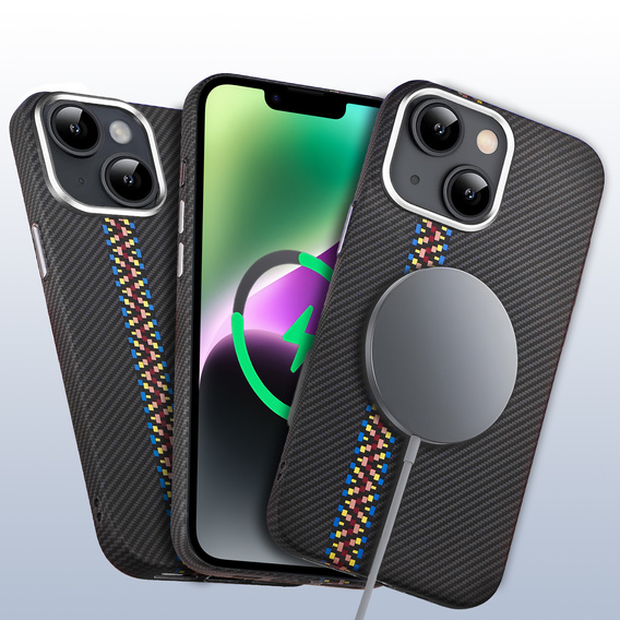 Etui do iPhone 14, Carbon Fiber MagSafe, czarne