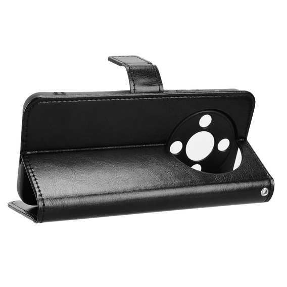 Etui z klapką do Honor Magic 8 Lite, Crazy Horse Wallet, czarne