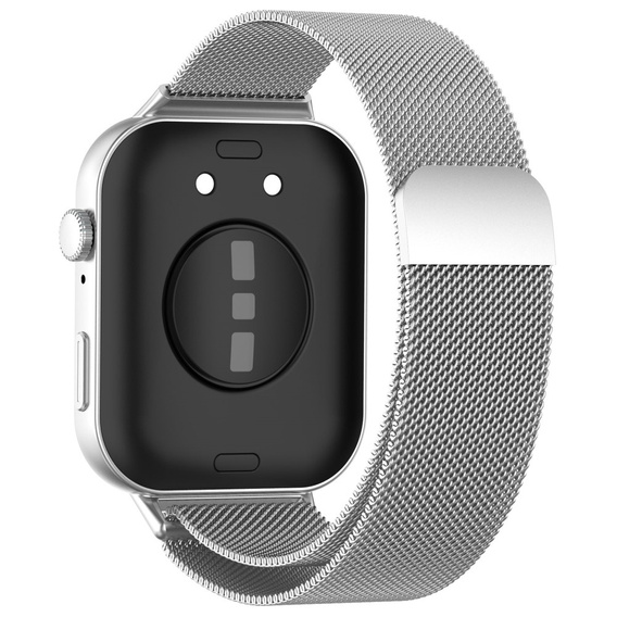 Bransoleta Milanese + Etui z osłoną na ekran do Huawei Watch Fit 4, Srebrna