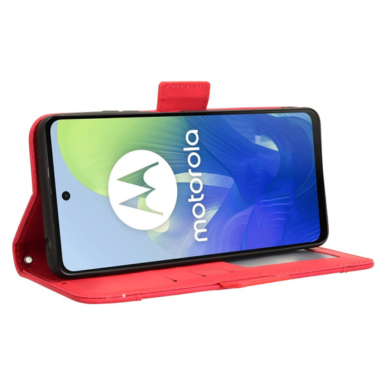 Etui z klapką do Motorola Moto E14, Card Slot, czerwone