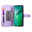 Etui z klapką do Oppo Reno 13F 5G, Wallet Zipper Pocket, fioletowe