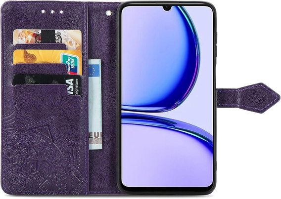 Etui z klapką do Realme Note 50, Mandala, fioletowe