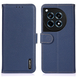 Skórzane Etui KHAZNEH RFID do OnePlus 12R, Litchi Texture, niebieskie