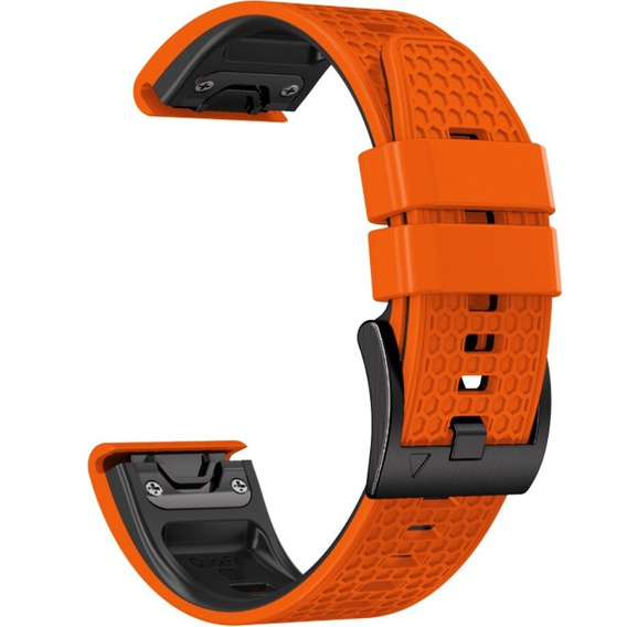 Pasek Silikonowy do Garmin Fenix 5X/6X/6X Pro/7X 26mm, Pomarańczowy / Czarny