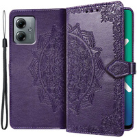 Etui z klapką do Motorola Moto G14, Mandala, fioletowe