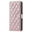Etui z klapką do Samsung Galaxy A36 5G, Rhombus Crossbody Leather, różowe