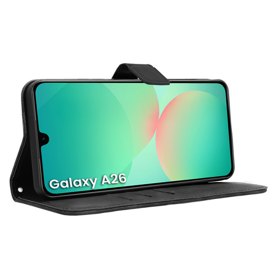 Etui z klapką do Samsung Galaxy A26 5G, Crazy Horse Wallet, czarne