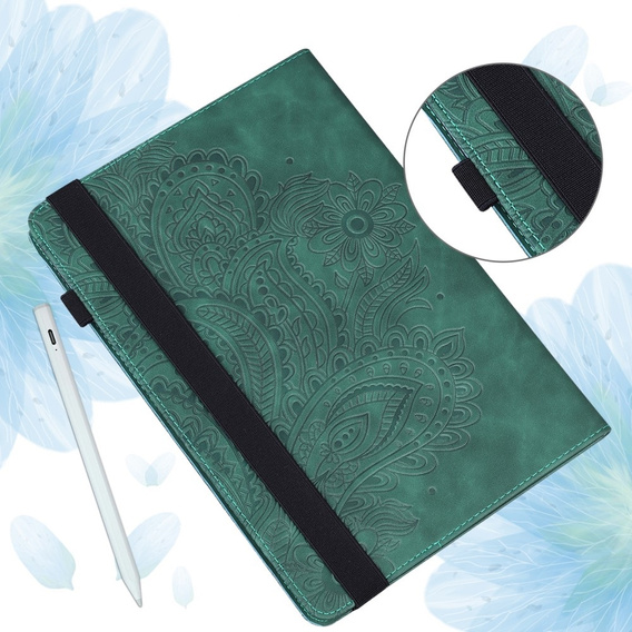 Etui do Xiaomi Redmi Pad SE 11", Flowers, zielone