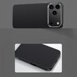 Etui BENKS Kevlar Armor PRO do iPhone 17 Pro Max, Carbon Fiber 600D A070, do MagSafe, aktywny przycisk – czarne