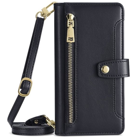 Etui z klapką do iPhone 14 Pro Max, Wallet Zipper Pocket, czarne