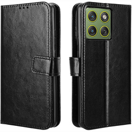 Etui z klapką do Motorola Edge 70, Crazy Horse Wallet, czarne