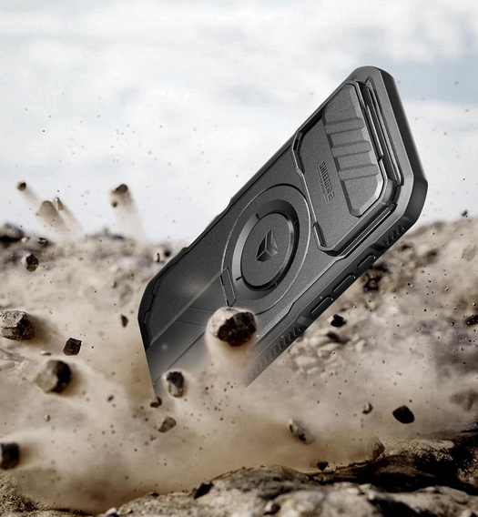 Etui pancerne do iPhone Air, Dexnor CamProtect MagSafe, z folią prywatyzującą, czarne (Dwie ramki)