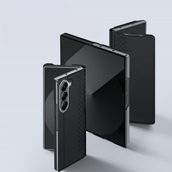 Etui Dux Ducis Bril Series do Samsung Galaxy Z Fold7 5G – czarne, skórzane, z funkcją podstawki