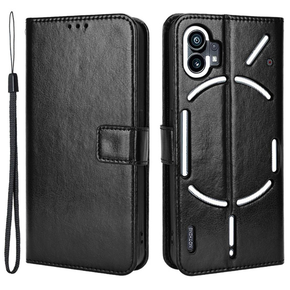 Etui z klapką do Nothing Phone 1 5G, Crazy Horse Wallet, czarne