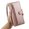 Etui z klapką do Oppo Reno 13 5G, Wallet Zipper Pocket, różowe