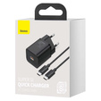 Baseus ładowarka sieciowa Super Si PD 25W, 1× USB-C + kabel USB-C – USB-C - czarna