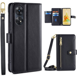Etui z klapką do Oppo Reno8 T 4G, Wallet Zipper Pocket, czarne