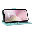Etui z klapką do iPhone 16E, Rhombus Crossbody Leather, zielone