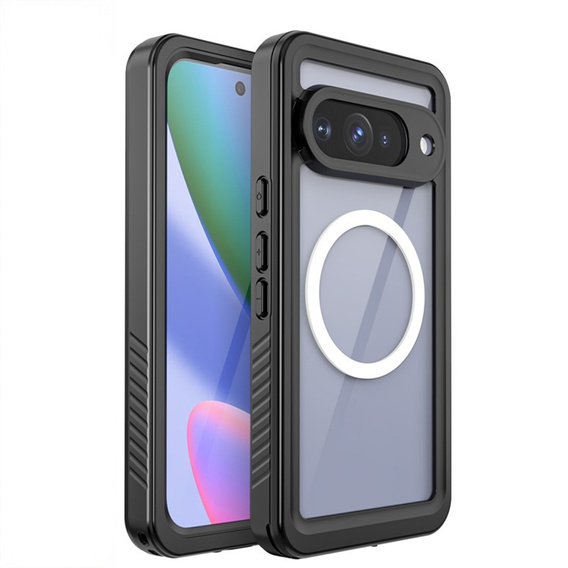 Etui Wodoodporne IP68 do Google Pixel 10, Redpepper, do MagSafe, przezroczyste z czarną ramką