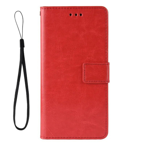 Etui z klapką do Xiaomi Poco F6, Crazy Horse Wallet, czerwone