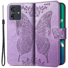 Etui z klapką do Motorola Moto G54 5G, Butterfly, fioletowe
