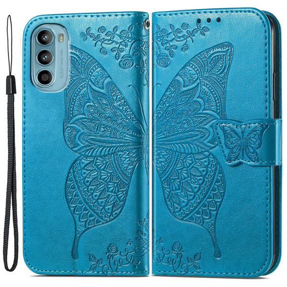 Etui z klapką do Motorola Moto G52 / G82 5G, Butterfly, niebieskie