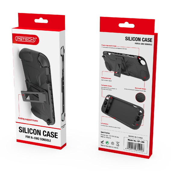 Silikonowe etui z podstawką do Nintendo Switch 2 – antypoślizgowe, odporne na wstrząsy - czarne