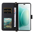Etui z klapką do Honor 400 5G, Crossbody Leather Wallet, czarne