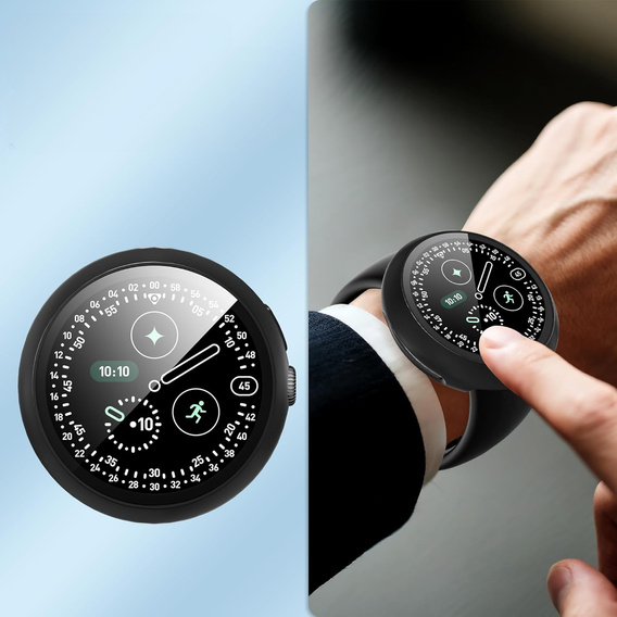 2w1 Etui + Szkło Hartowane do Google Pixel Watch 4 45mm, Czarne