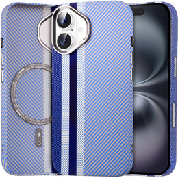 Etui do iPhone 16, Carbon Fiber MagSafe, niebieskie