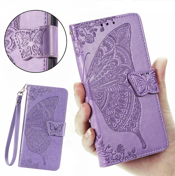 Etui z klapką do Realme 14X / Realme C75, Butterfly, fioletowe