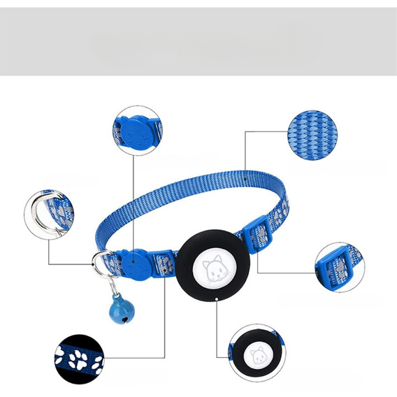 Etui Obroża nylonowa z dzwoneczkiem do Apple AirTag 2 / 1, Niebieska