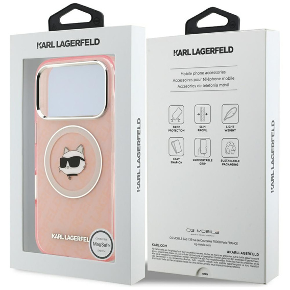 Etui Karl Lagerfeld do iPhone 17 Pro Max, IML Choupette Head Logo MagSafe, różowe