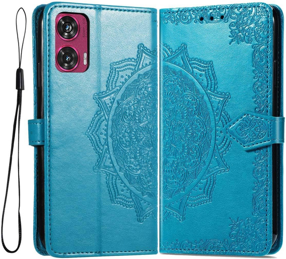 Etui z klapką do Motorola Edge 50 Fusion 5G, Mandala, niebieskie