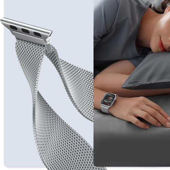 Bransoleta Milanese do Apple Watch 1/2/3/4/5/6/7/8/9/10/11/SE 38/40/41/42mm, Srebrna