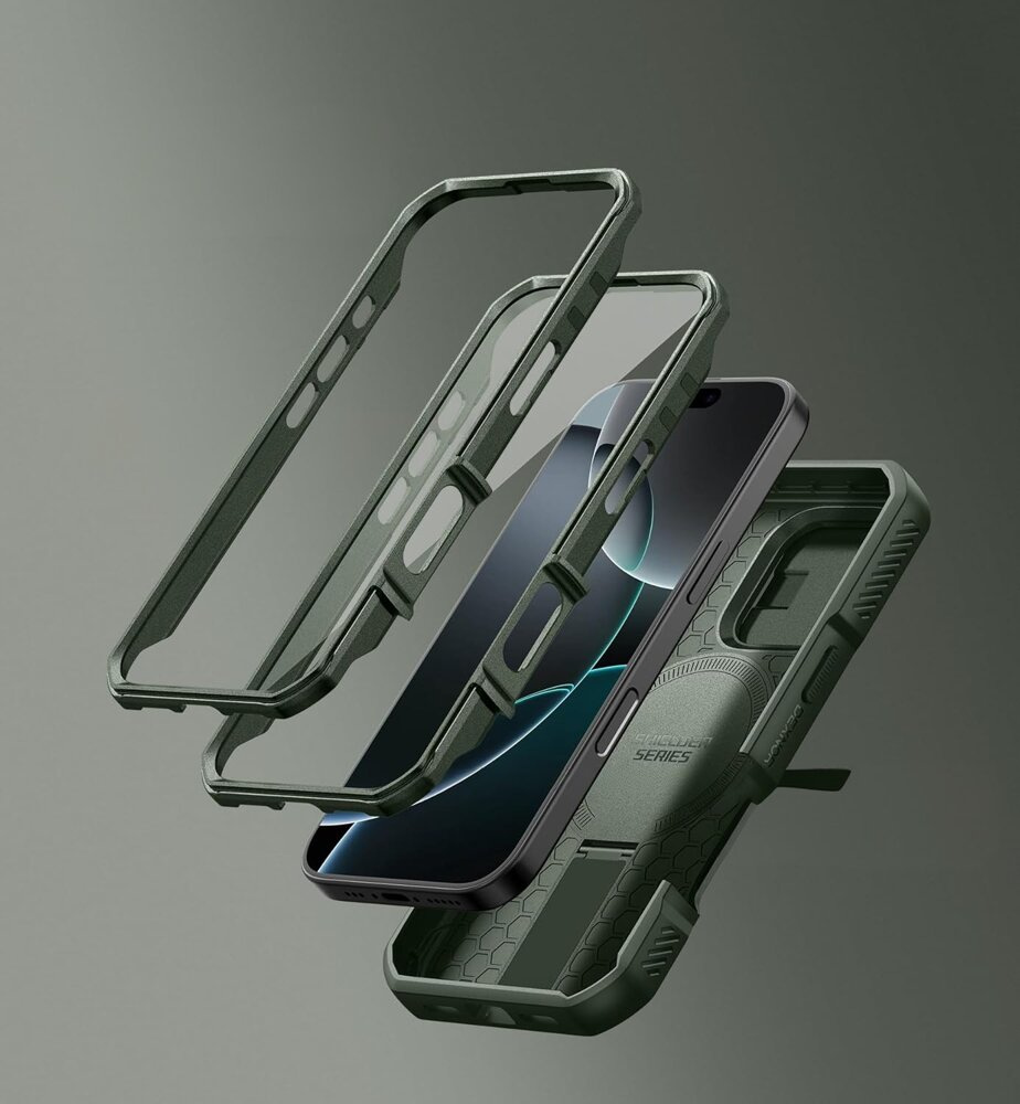Etui Dexnor zielone do iPhone 16 Pro – ramki ochronne i narożniki