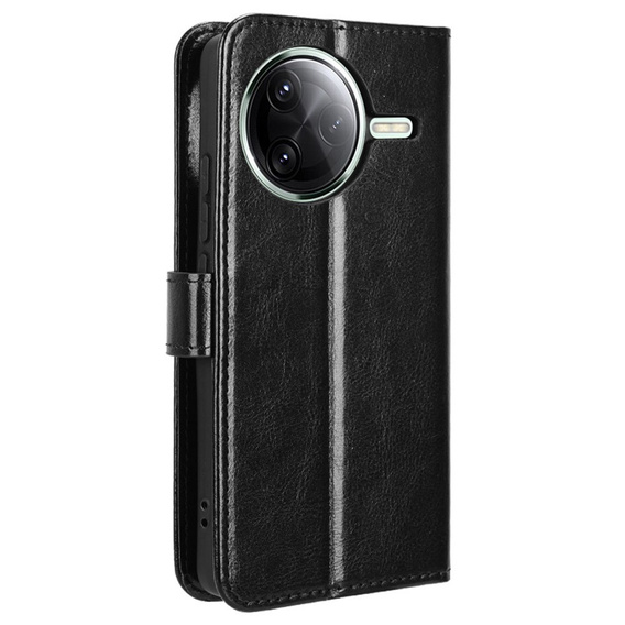 Etui z klapką do Xiaomi Poco F7 Ultra, Crazy Horse Wallet, czarne