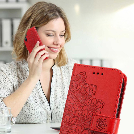 Etui z klapką do Samsung Galaxy A14 4G/5G, Mandala, czerwone