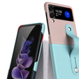 Etui Wristband Kickstand do Samsung Galaxy Z Flip4 5G, Cyan/Pink