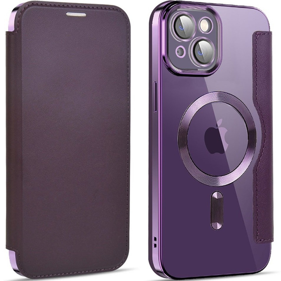 Etui z klapką do iPhone 14, RFID Wallet MagSafe z ochroną aparatu, fioletowe