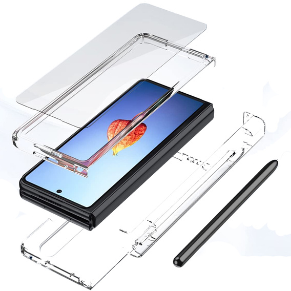 Etui ze szkłem do Samsung Galaxy Z Fold 4 5G, Rubberized Case, Transparent