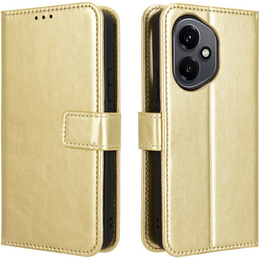 Etui z klapką do Honor 400 5G, Crazy Horse Wallet, złote