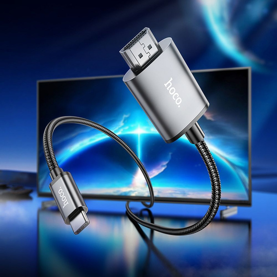 Kabel USB-C do HDMI Hoco UA27 4K 30Hz 2m - stalowy szary