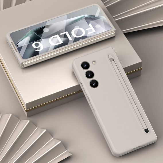 Etui do Samsung Galaxy Z Fold6 5G, ze szkłem i rysikiem, szare