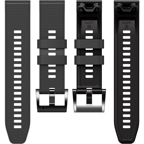 Pasek Silikonowy do Garmin Fenix 5/6/7 Forerunner 965/955/945/935 22mm, Szary / Czarny