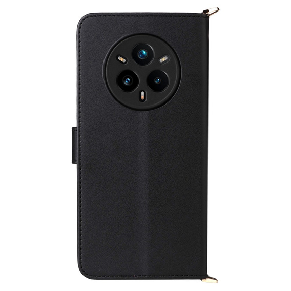 Etui z klapką do Realme 14 Pro+ 5G, Crossbody Leather Wallet, czarne