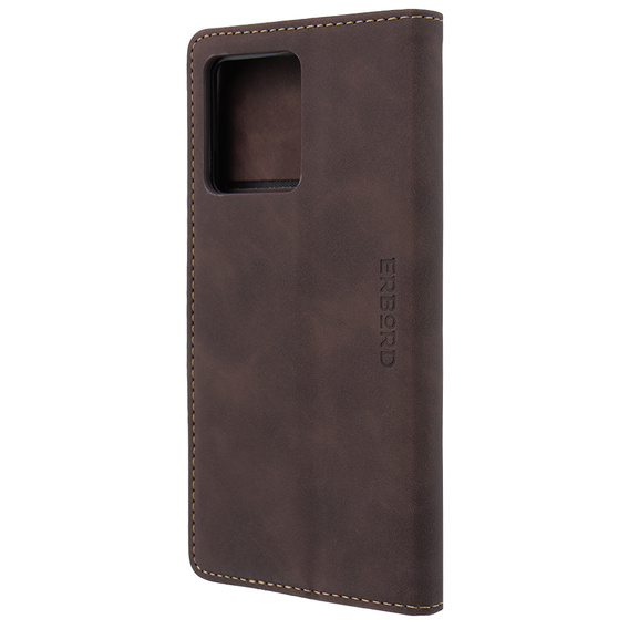 Etui do Motorola Edge 40 Neo, ERBORD Vintage portfel z klapką, kawowe