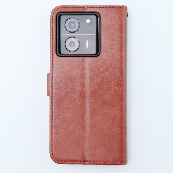 Etui z klapką do Xiaomi 13T / 13T Pro, Crazy Horse Wallet, brązowe