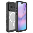 Etui Wodoodporne IP68 do iPhone 17 Pro, Redpepper, do MagSafe, przezroczyste z czarną ramką