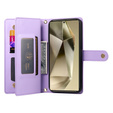 Etui z klapką do Samsung Galaxy S25 Ultra, Wallet Zipper Pocket, fioletowe